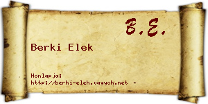 Berki Elek névjegykártya